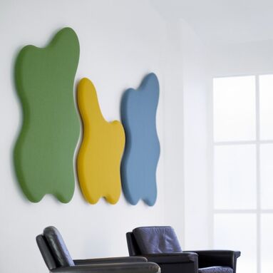 Panneaux muraux acoustique verte, jaune et blue